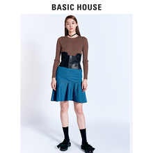 Basic House/百家好夏季牛仔裙新款chic秋装半身裙a字裙HRSK521G图片