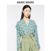 Basic House/百家好2018夏秋新款碎花气质淑女显瘦衬衫女HSBL521D图片