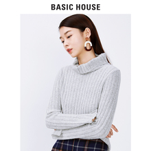 预售Basic House/百家好2018冬新款针织衫打底高领毛衣女HSKT728F图片