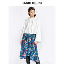 Basic House/百家好纯色连帽宽松短款长袖卫衣女上衣HRTS727A图片