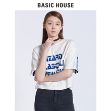 Basic House/百家好夏季新款字母T恤女韩版休闲印花上衣HRTS521J图片