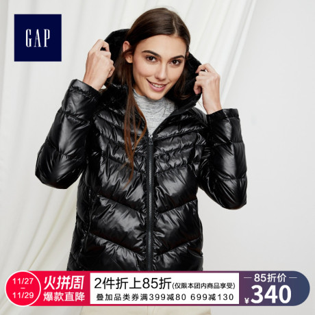 Gap女装短款羽绒服连帽外套319180 W 保暖加厚秋冬装上衣商品大图