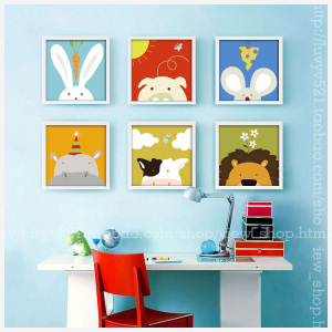 小清新动物装饰画墙画