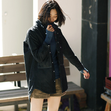 米可可W6705文艺大码港味格子磨白兜厚纯棉衬衫 外套女18冬新图片