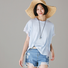 米可可特●T663BG 韩版大码甜美宽松袖口花边短袖T恤女 夏图片