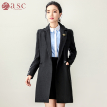 艾尚臣职业装毛呢外套女2018流行大衣秋冬新品中长款呢子工作服黑图片