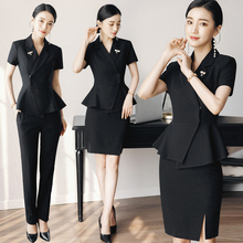 时尚 工装 套裙气质西服工作服正装 西装 女职业装 套装 夏季2019新款