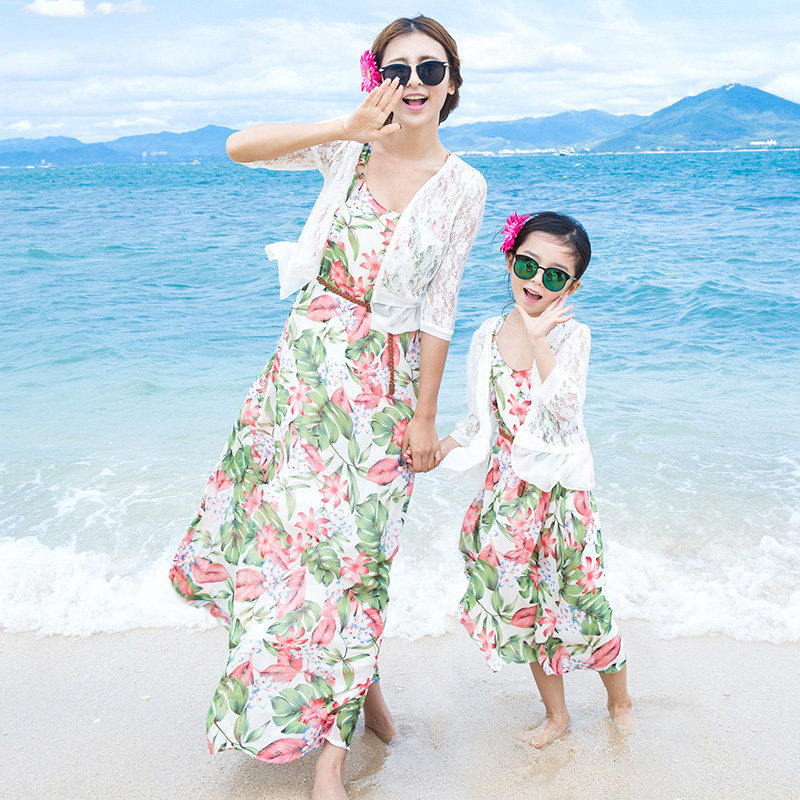 夏季海边度假披肩中袖2018新款防晒衣服母女