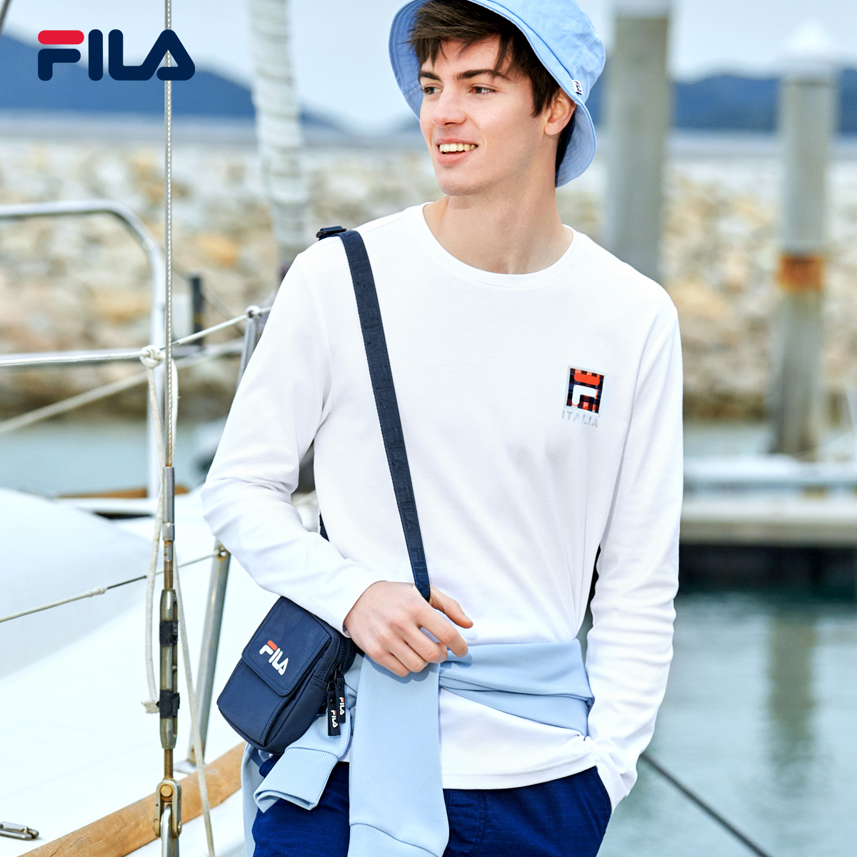 FILA Fila Official Men's Sports Long Sleeve T-shirt 2020 Minimalist Trend Comfortable Soft Round Neck Top