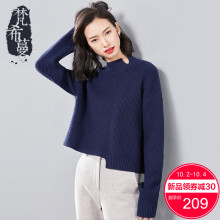 梵希蔓半高领毛衣女2018新款冬装长袖套头不对称韩版宽松针织衫女图片