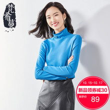 梵希蔓高领打底衫女长袖秋冬2018新款字母刺绣简约上衣女修身T恤图片