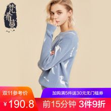 梵希蔓针织衫女宽松套头2018新款秋冬小鹿提花长袖圆领加厚毛线衣图片