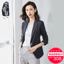 梵希蔓小西装女外套2018春秋一粒扣条纹长袖修身显瘦正装职业西服图片