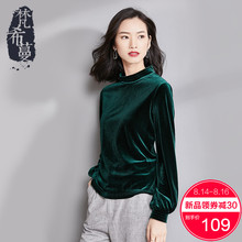 梵希蔓秋季女上衣2018新款潮长袖丝绒T恤女高领显瘦减龄打底衫女图片