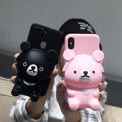 苹果Touch5/6挂绳iphone4S可爱立体小熊零钱包5C手机壳5S少女软套