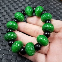 厂家直销天然玉石翠玉算盘珠数量浮雕福寿如意手链玉石手串