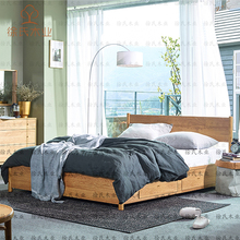 北欧全实木韩式小户型抽屉储物婚床北美橡木1.8米双人高箱床定制