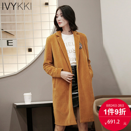 IVYKKI艾维2018春新款女装中长款宽松显瘦韩版休闲西装外套商品大图