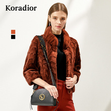 Koradior/珂莱蒂尔品牌女装2018冬装新款水貂皮大衣短款皮草外套图片