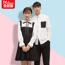 玫提斯情侣装秋装连衣裙女学生中长款长袖文艺小清新学院风衬衫图片