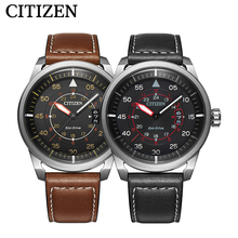 西铁城日本官方正品光动能小牛皮带男表AW1360-12H