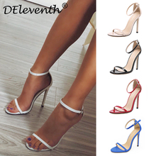 sandals一字高跟鞋 woman 大码 凉鞋 blue shoes heel design