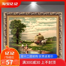 饰画沙发背景墙画有框玄关挂画壁画可定制风景 绿牌欧式油画客厅装