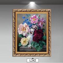饰画客厅卧室餐厅玄关有框挂画家居壁挂画花卉油画牡丹 欧式有框装