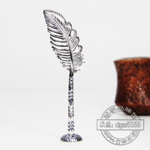 包邮 羽毛雕刻防息压棒 925纯银烟斗压棒 Lafuli烟斗压棒 14mm