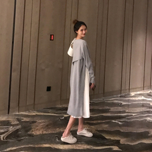 过膝 中长款 新款 法式复古裙两件套山本打底针织连衣裙子女2019春装