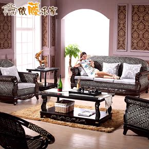 欧式客厅沙发组合室内真藤椅沙发五件套家具休闲三人藤艺藤编沙发