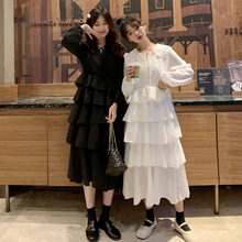 法国小众连衣裙女春秋层层蛋糕裙 2019流行裙子黑色很仙 新款 春装