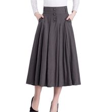 女夏2018春新款 妈妈亚麻长裙中老年高腰休闲裙子 棉麻半身裙中长款