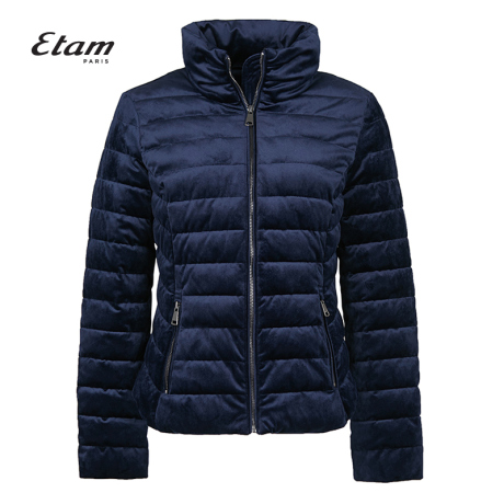 艾格Etam2018冬季新款女立领拉链修身保暖短款棉服8E013503540商品大图
