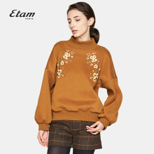 艾格Etam简约时尚个性花朵刺绣长袖套头卫衣女8A012805721图片
