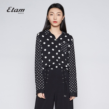 艾格Etam2018新款时尚韩范波点印花长袖衬衫女8E011406095图片