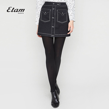 艾格Etam秋季新款时尚个性明线口袋装饰牛仔短裙女8E011900595图片