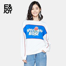 艾格E＆joy撞色字母印花圆领时尚长袖套头卫衣女8A082815486图片