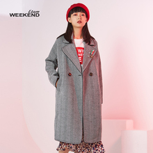 艾格Weekend简约格纹复古毛呢大衣外套女8A023405462图片