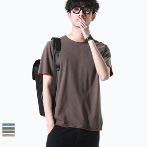 二十八间夏装纯色复古假两件短袖