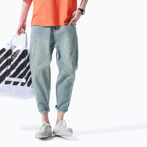 二十八间夏季潮牌日系复古油漆牛仔裤