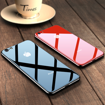 苹果6splus手机壳iphone6Plus全包防摔i6潮男女款玻璃硅胶六套6s超薄新款软潮牌6P个性创意保护puls黑色红色