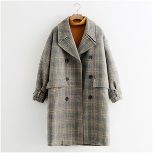 西装领中长款毛呢外套