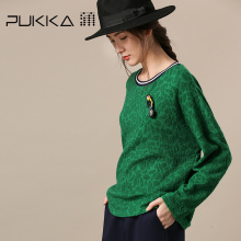 Pukka蒲牌羊毛棉肌理针织衫女原创设计大码女装秋冬装女2018新款图片