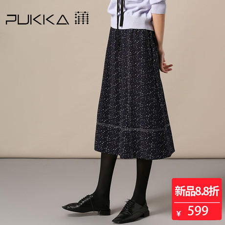 Pukka蒲牌星空印花棉半身裙女原创设计大码女装秋冬装女2018新款商品大图