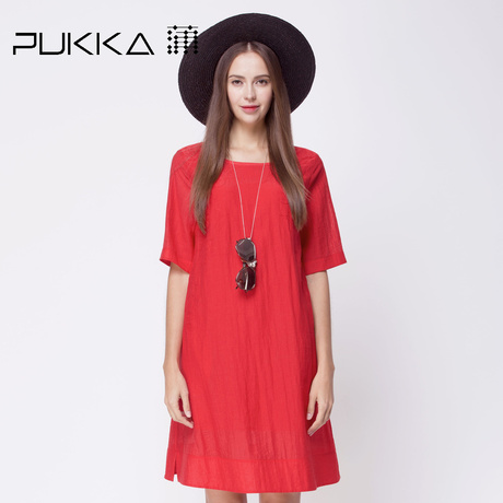 Pukka蒲牌绣花连衣裙女原创设计大码女装夏装2018新款女商场同款商品大图