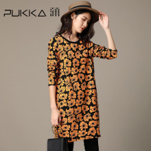 Pukka蒲牌印花棉连衣裙女原创设计女装夏装2018新款女商场同款图片