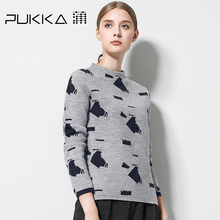 Pukka/蒲牌秋冬新款商场同款原创设计女装全羊毛提花针织衫图片