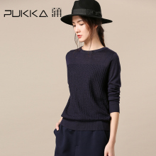 Pukka蒲牌全羊毛针织衫女原创设计大码女装2018秋装新款图片