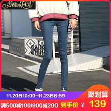 加绒裤子女装秋冬季2018新款韩版时尚修身气质显瘦长款铅笔牛仔裤图片